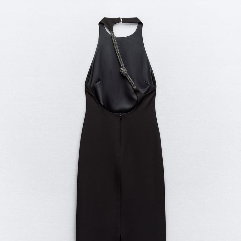 Zara Rhinestone Black Halter Dress